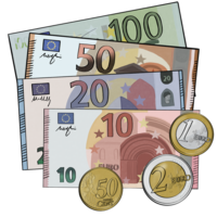 Das Bild zeigt Geld aus Europa.